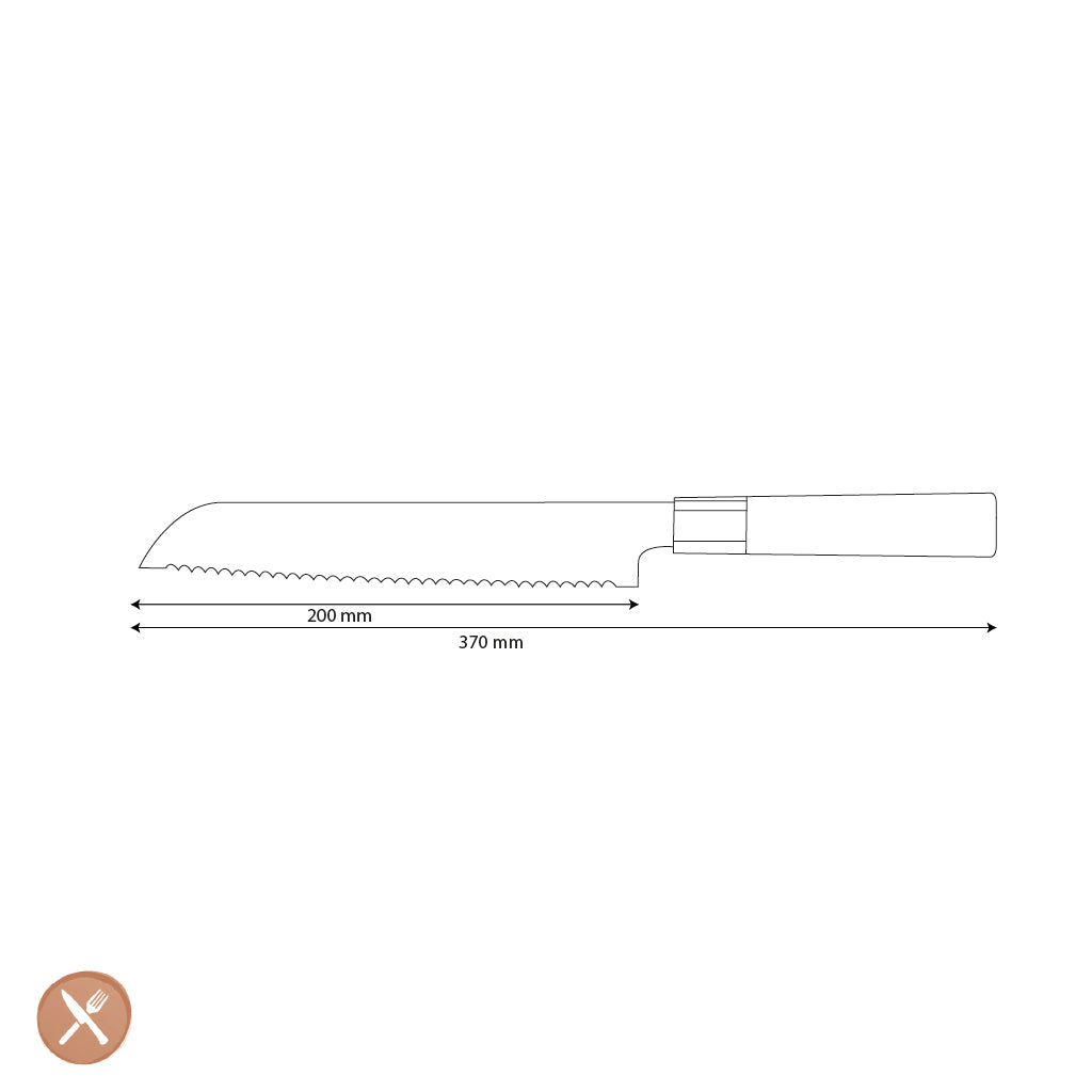 Shinrai Knives - Kurayami Damascus Bread Knife 20 cm