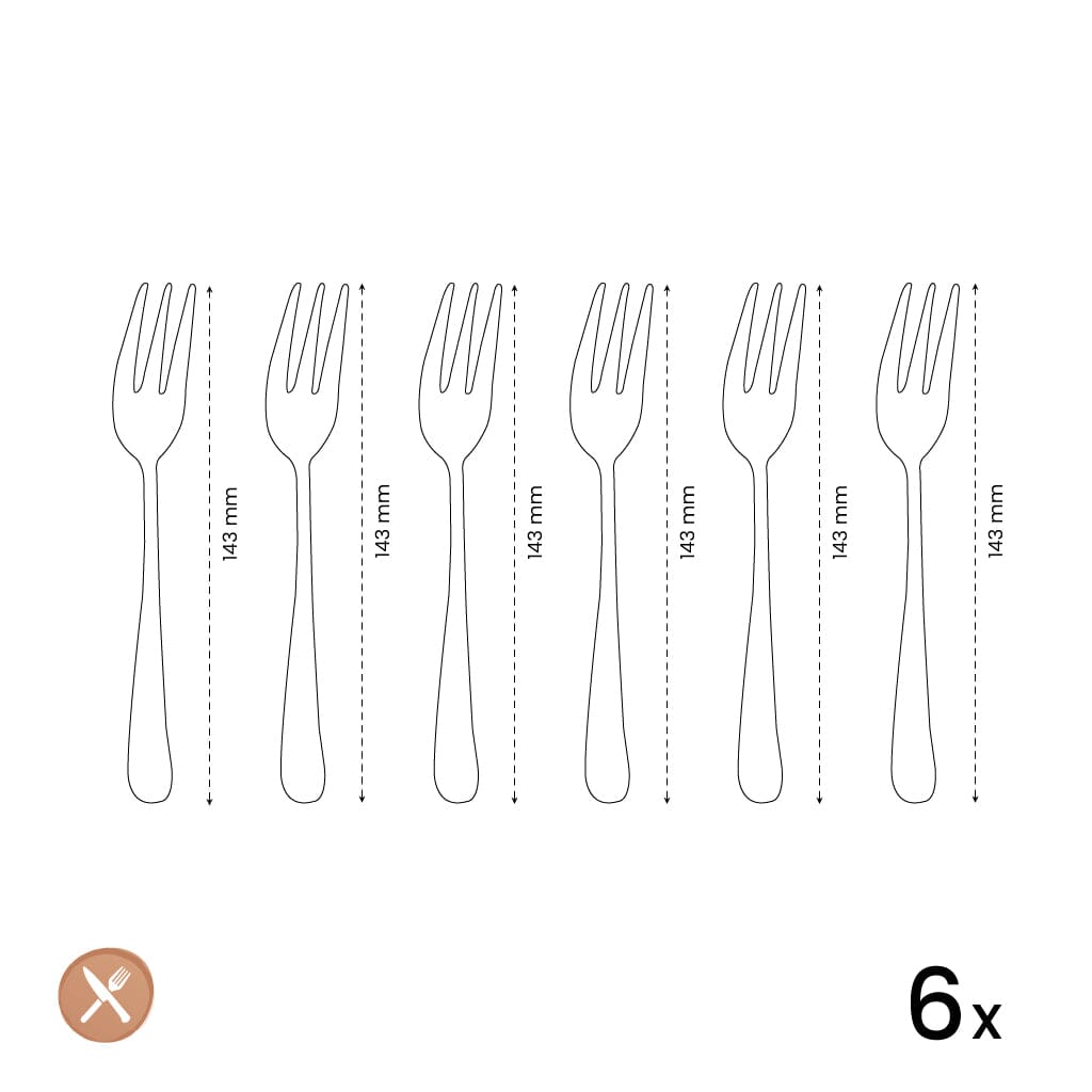 Amefa - Austin 6 Gebaksvorkjes - Mat Koper Gebaksvorkjes Amefa