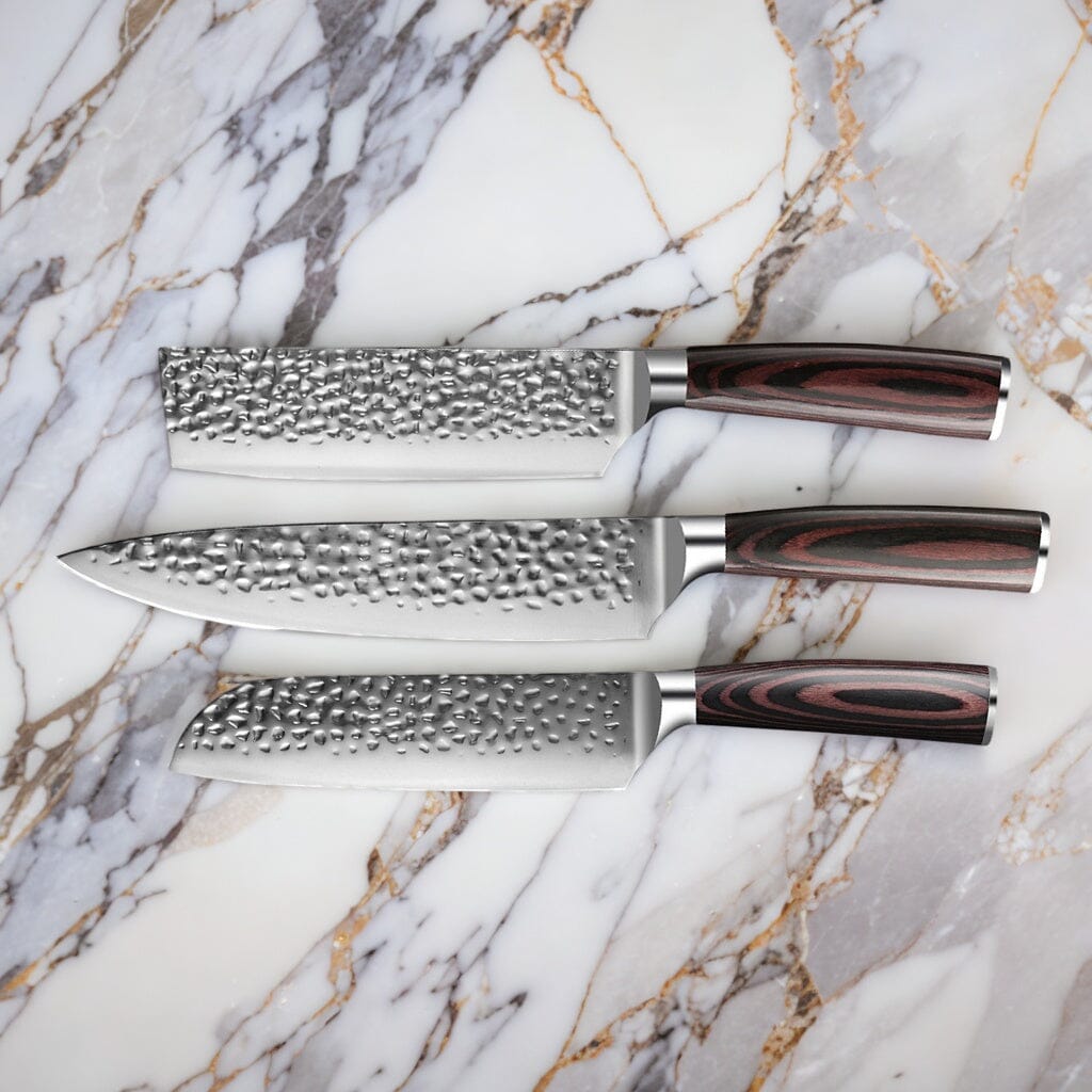 Hammered Stainless Steel Series - 6-piece Knife Set – ShinraiKnives