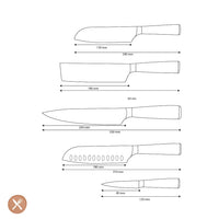 Shinrai Knives - Damascus Print 5-delige Messenset Messenset Shinrai Knives