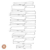 Shinrai Knives - Damascus Print 9-delige Messenset Messenset Shinrai Knives