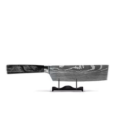 Japonais Damas Print Onyx Epoxy - Couteau Nakiri Shinrai Knives - Damascus Print Epoxy Onyx 3-delige Messenset - Koksmes + Nakiri + Schilmes Messenset Shinrai Knives