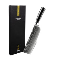 Shinrai Knives - Damascus Print Onyx Epoxy Nakiri mes 18 cm Nakirimes Shinrai Knives