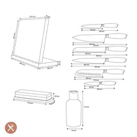 Shinrai Knives - Damast Pakka Wood Mega Bundel - All you need Messenset met blok, snijplank en slijpsteen Shinrai Knives