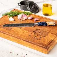 Shinrai Knives - Epoxy Sapphire 2-delige Damascus Messenset - Koksmes + Broodmes Messenset Shinrai Knives