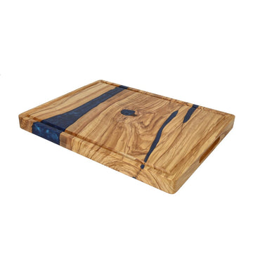 Shinrai Knives - Epoxy Sapphire Snijplank Olijfhout - 40 x 30 x 3 cm Houten snijplank Shinrai Knives