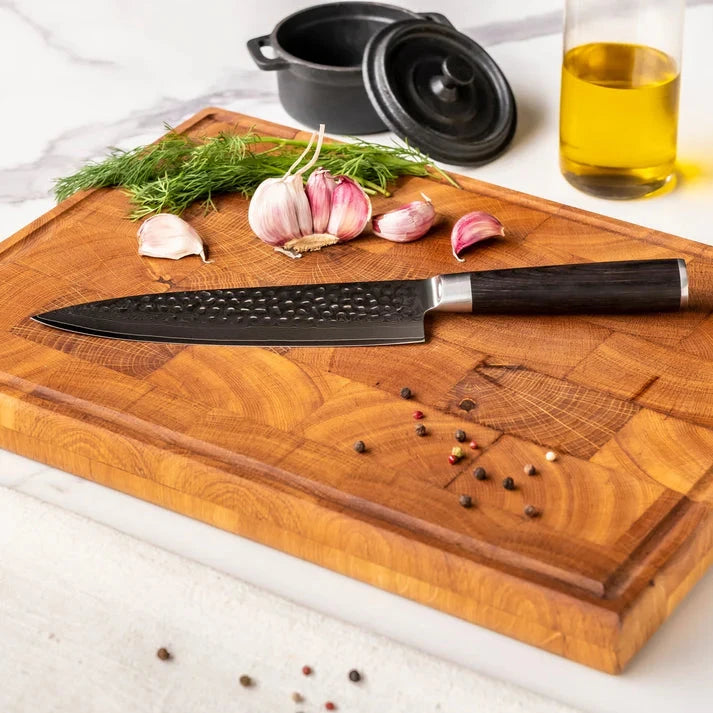 Shinrai Knives - Hammered Damast BR 5-delige Messenset + Messenblok Rotate Messenset met blok Shinrai Knives