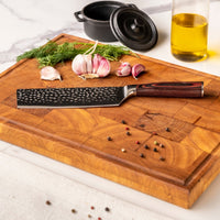 Shinrai Knives - Hammered RVS 2-delige Messenset - Nakiri + Schilmes Messenset Shinrai Knives