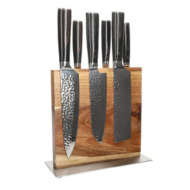 Couteaux Shinrai - Ensemble de 6 couteaux en acier inoxydable martelé + bloc à couteaux double face Cito Shinrai Knives - Hammered RVS 6-delige Messenset + Messenblok Cito dubbelzijdig Messenset met blok Shinrai Knives