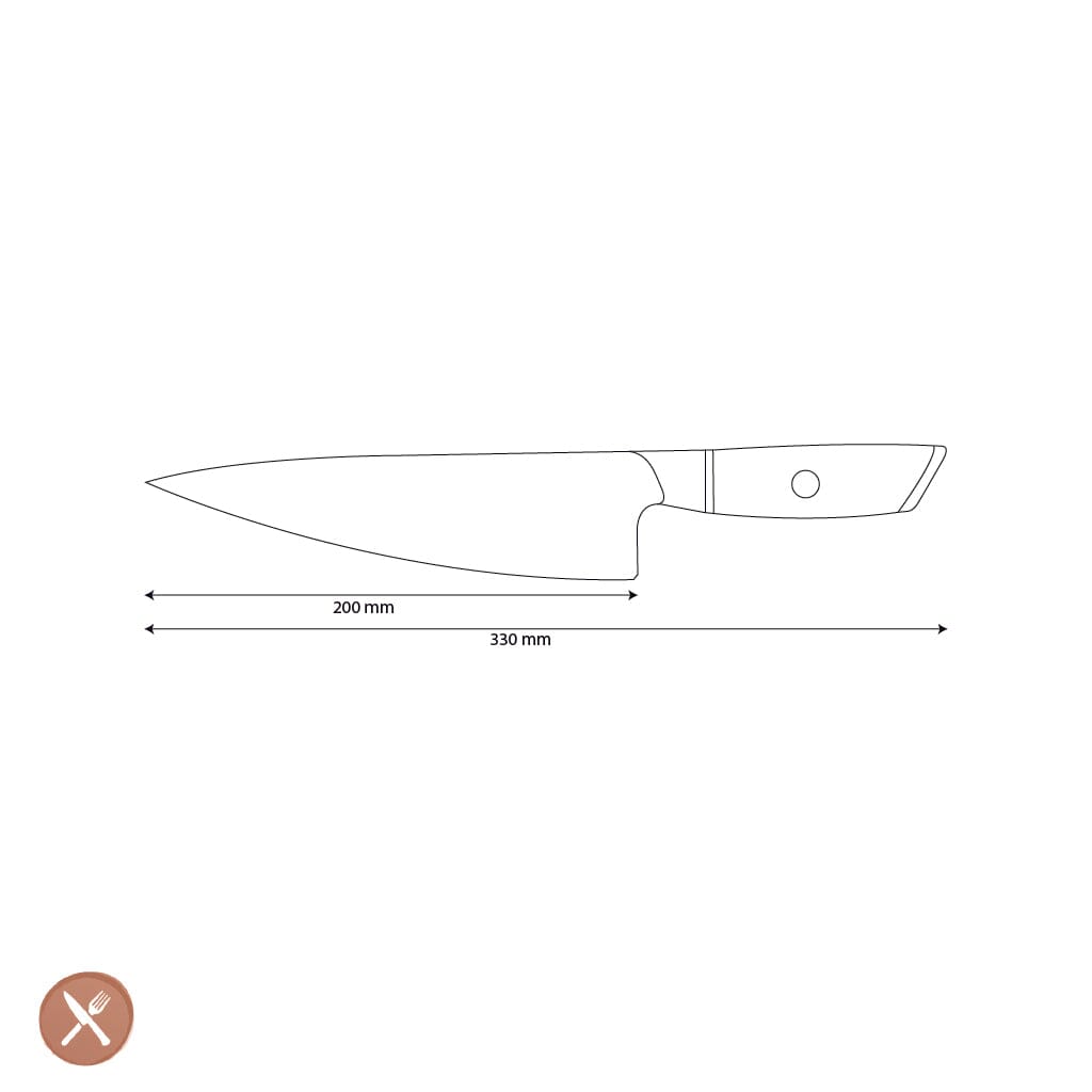 Couteaux Shinrai - Couteau de chef Hikari Damas 20 cm