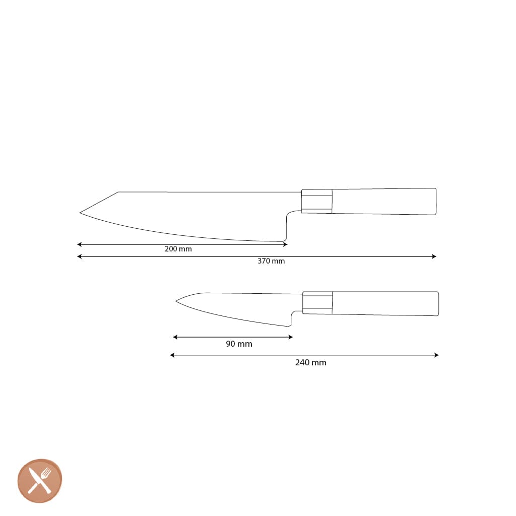 Shinrai Knives - Kurayami 2-delige Damascus Messenset - Kiritsuke + Schilmes Messenset Shinrai Knives