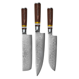 Shinrai Knives - Micarta Jewels 3-piece Knife Set - Chef's Knife + Nakiri + Santoku Shinrai Knives - Micarta Jewels 3-delige Messenset - Koksmes + Nakiri + Santoku Messenset Shinrai Knives