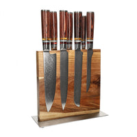 Shinrai Knives - Micarta Jewels 7-delige Messenset + Messenblok Cito dubbelzijdig Messenset met blok Shinrai Knives