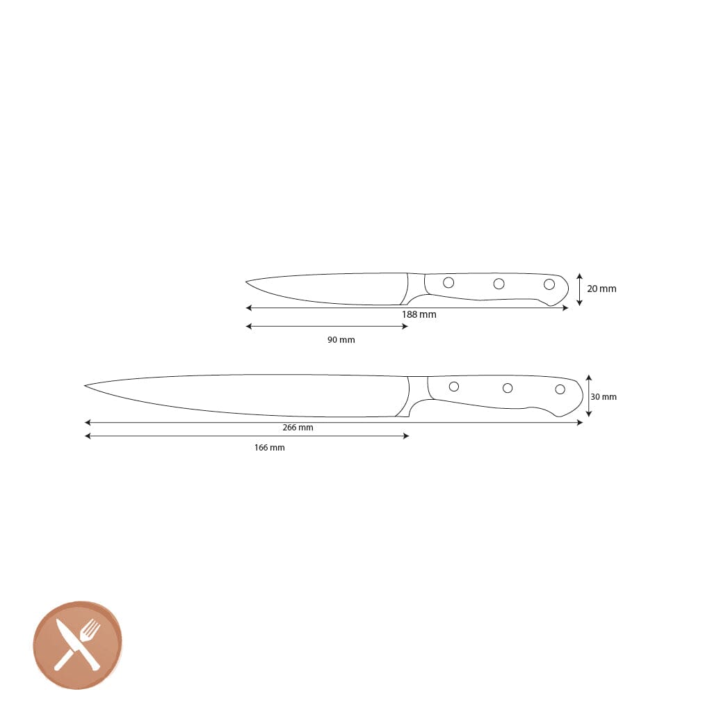 Wüsthof - Classic Ikon 2-delige Messenset - Fileermes flexibel + Officemes Messenset Wusthof