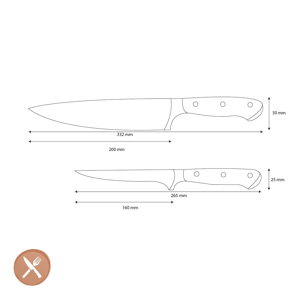 Wüsthof - Classic Ikon 2-delige Messenset - Koksmes + Fileermes Messenset Wusthof