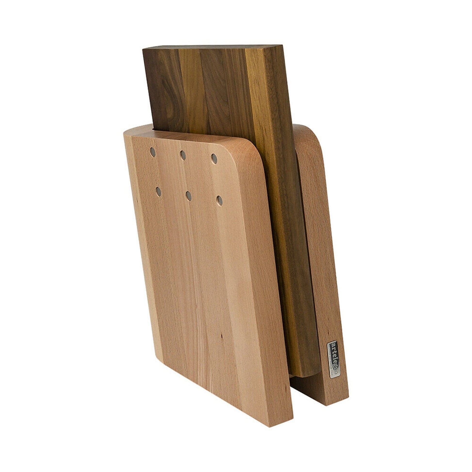 Artelegno - Ceppo Magnetisch Messenblok Beukenhout + Snijplank Walnotenhout Messenblokken Artelegno