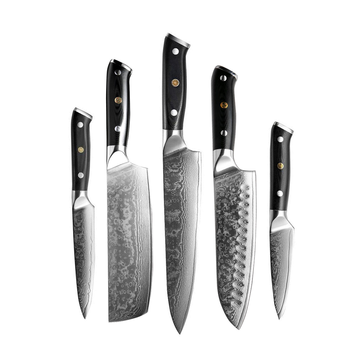 5 Pieces 67 Layers VG10 Hammered Damascus Steel Kitchen Knives Set