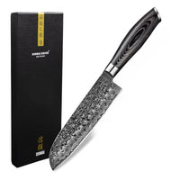 Damast Pakka Wood Series - Santoku mes Keukenmessen Shinrai Japan