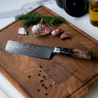 Epoxy Onyx 6-delige Damascus Messenset + Acaciahouder Dubbelzijdig Shinrai Japan