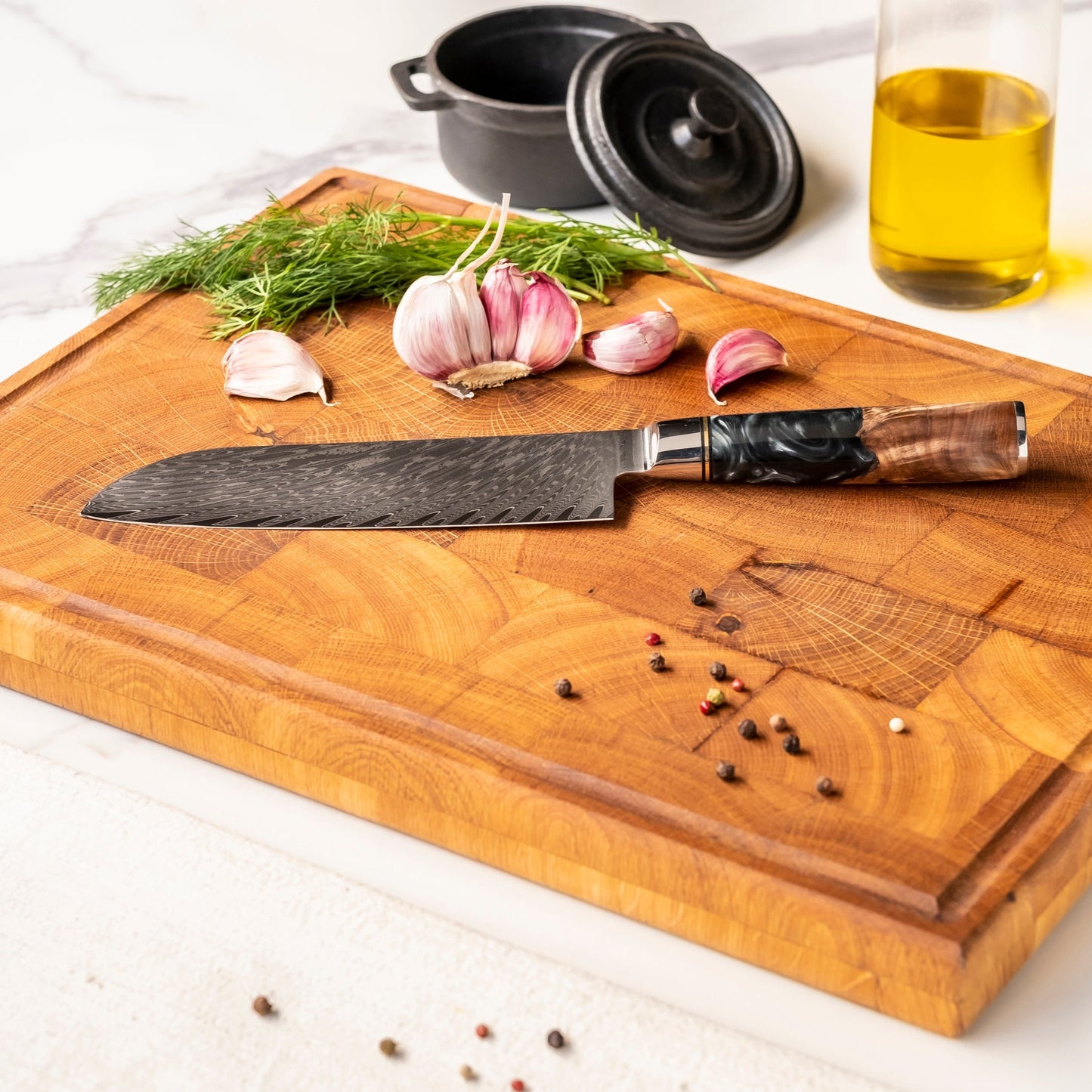 Epoxy Onyx Damascus Santoku 18 cm Shinrai Japan