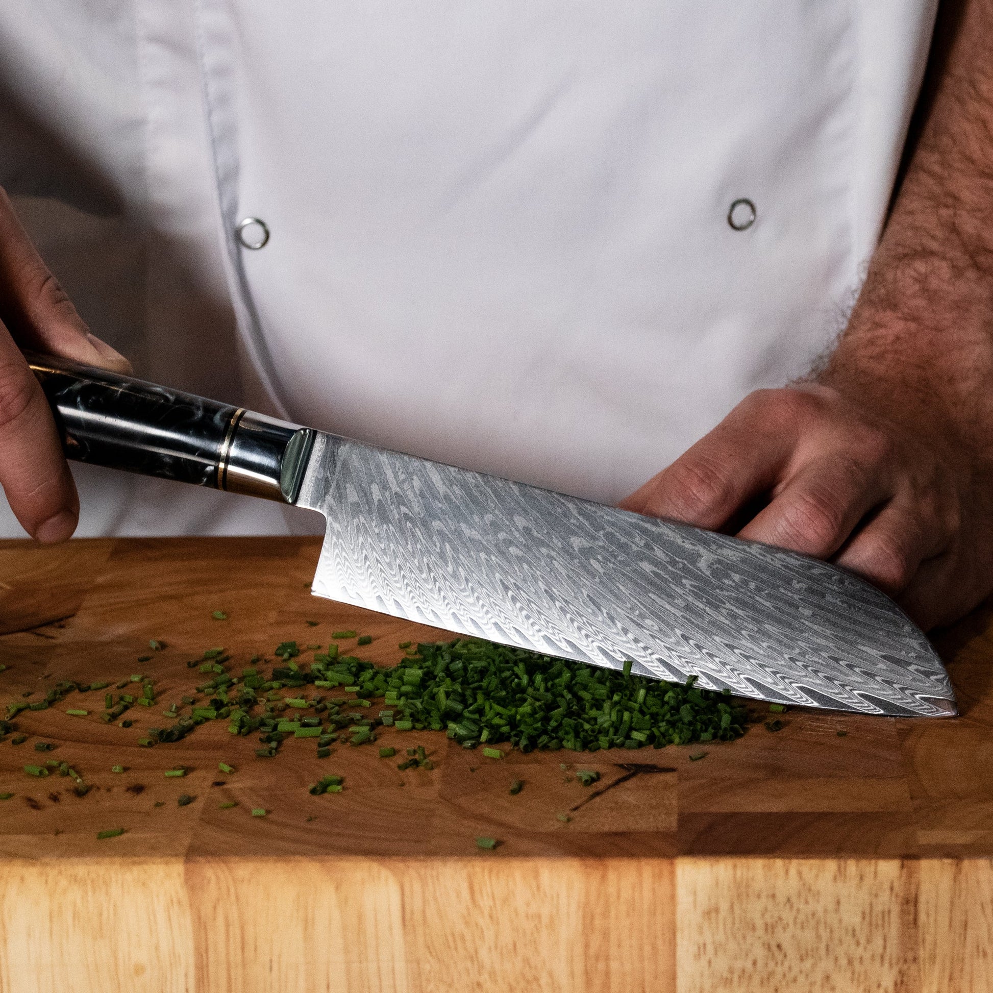Epoxy Onyx Damascus Santoku 18 cm Shinrai Japan