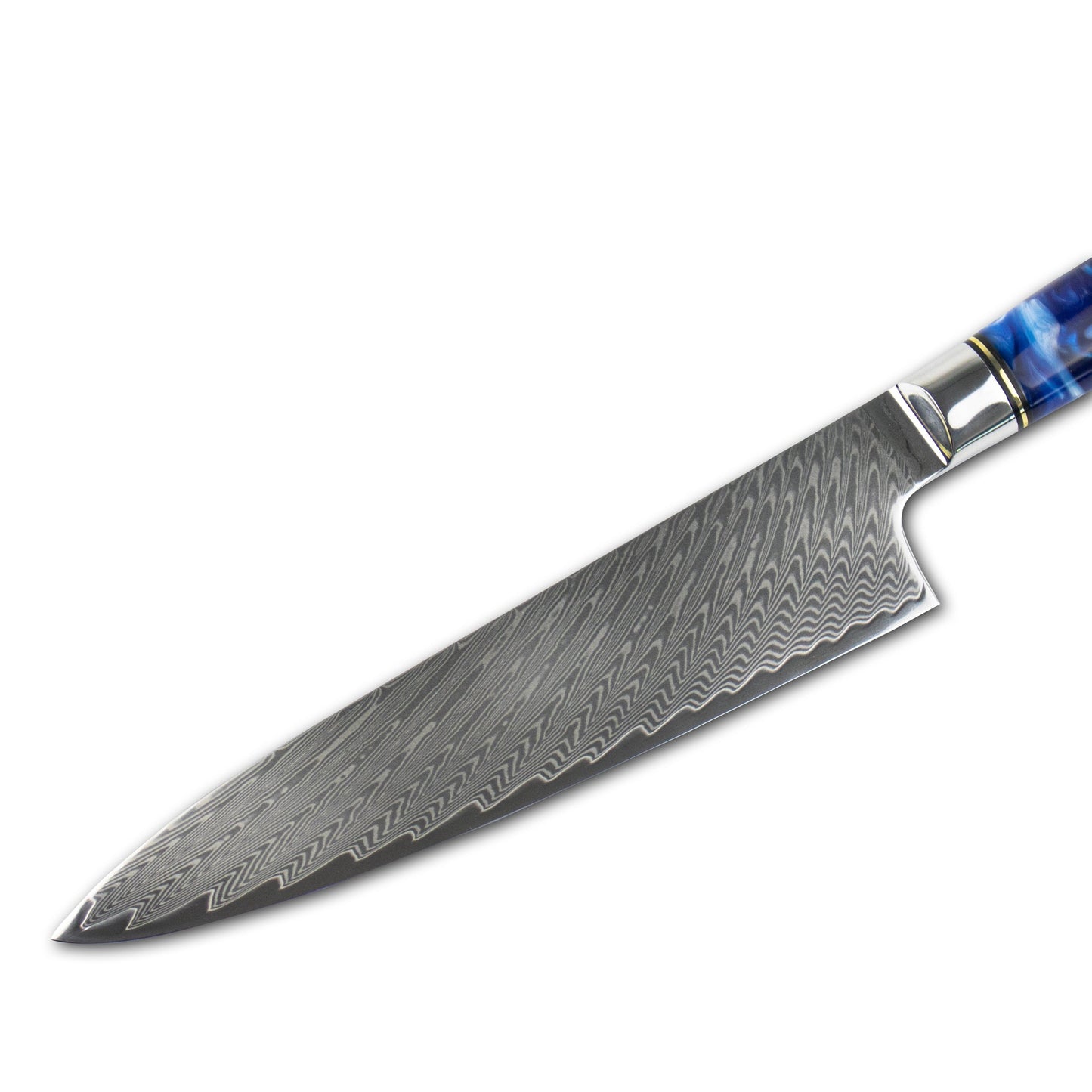 Epoxy Sapphire 6-delige Damascus Messenset + Acacia houder enkelzijdig Shinrai Japan
