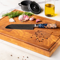 Epoxy Sapphire Damascus Santoku 18 cm Shinrai Japan