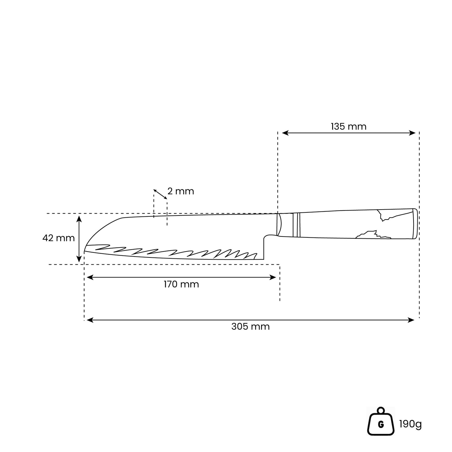 Epoxy Sapphire Damascus Santoku 18 cm Shinrai Japan