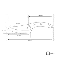 Couteau de chef universel avec étui, série Gladiator en acier inoxydable martelé, Shinrai Japon