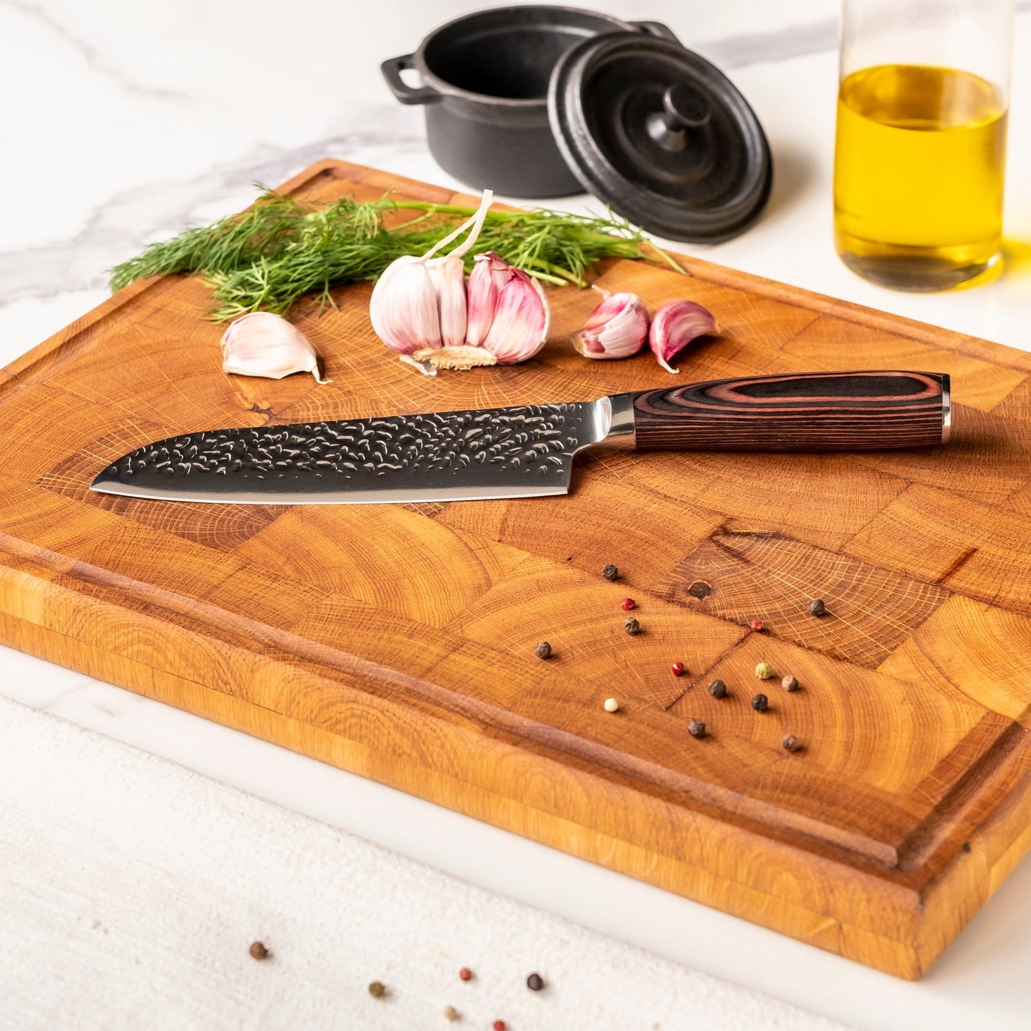 Hammered RVS Santoku 18 cm Shinrai Japan