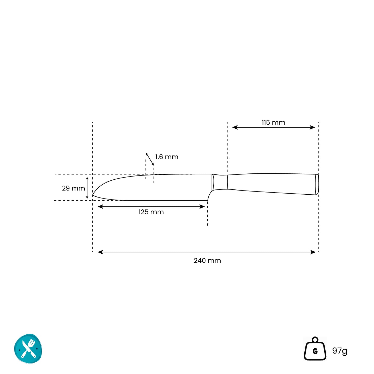 Japanse Damascus Print Series - Klein Santoku mes (13cm) Keukenmessen Shinrai Japan