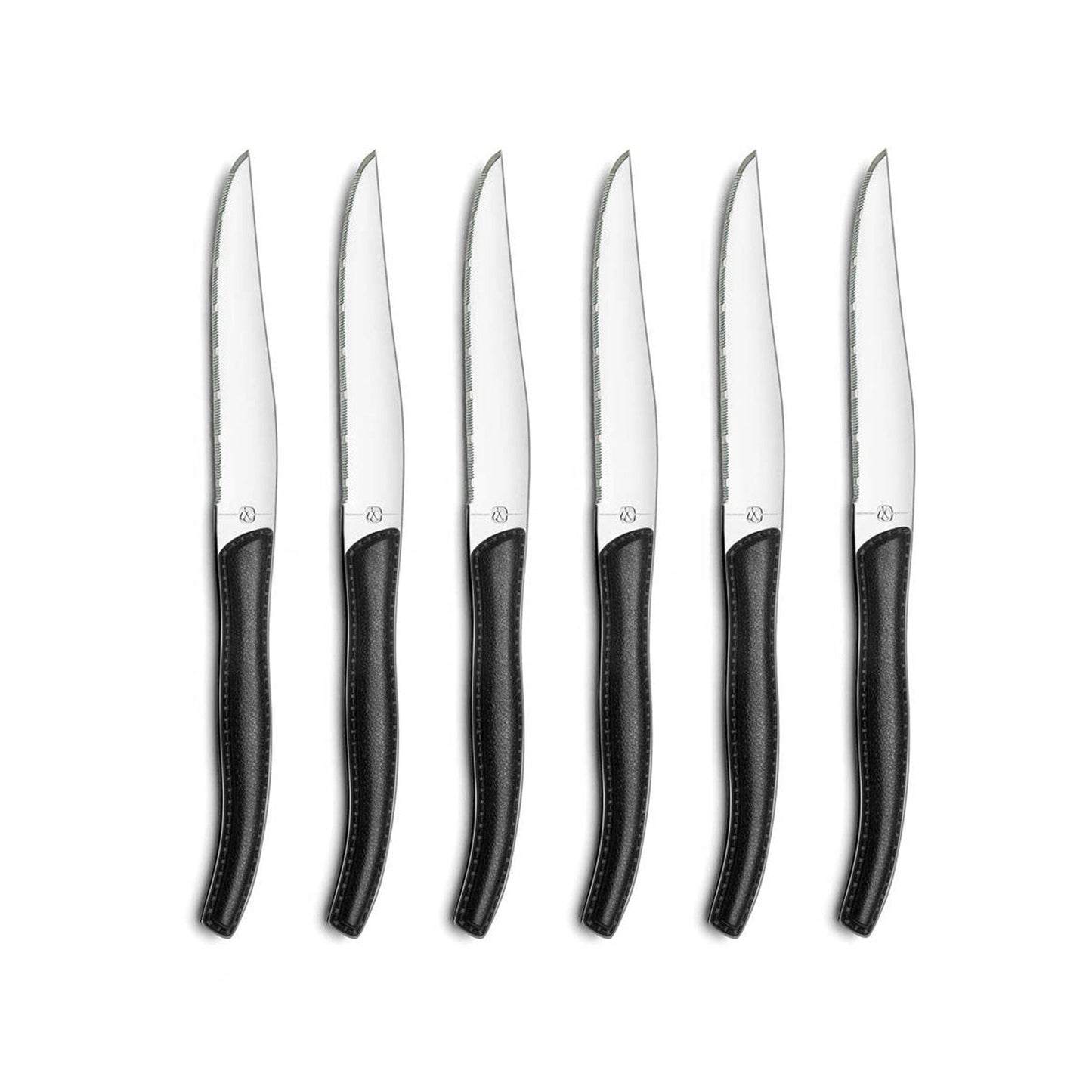 Lou Laguiole - 6-pc steak knives in grey block - black Steakmes Lou Laguiole