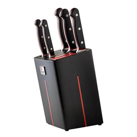Richardson Sheffield - Ensemble de couteaux Velocity 5 pièces avec bloc et aiguiseur de couteaux - Noir Bezig met laden...