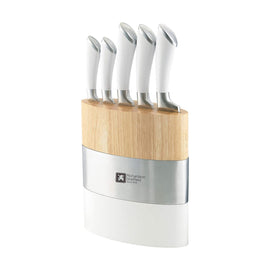 Richardson Sheffield - Ensemble de couteaux Fusion 5 pièces avec bloc - Blanc et bois Bezig met laden...