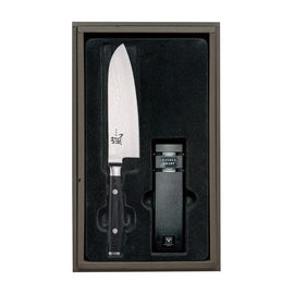 Yaxell - Ran Santokumes 16.5 cm with Knife Sharpener Yaxell Ran - Japanse Messenset met Slijper Combideal Yaxell