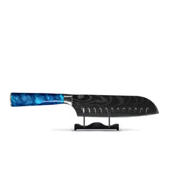Saphir époxy imprimé Damas japonais - Couteau Santoku