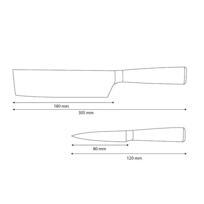Shinrai Knives - Ensemble de 2 couteaux imprimés Damas - Nakiri + couteau d'office