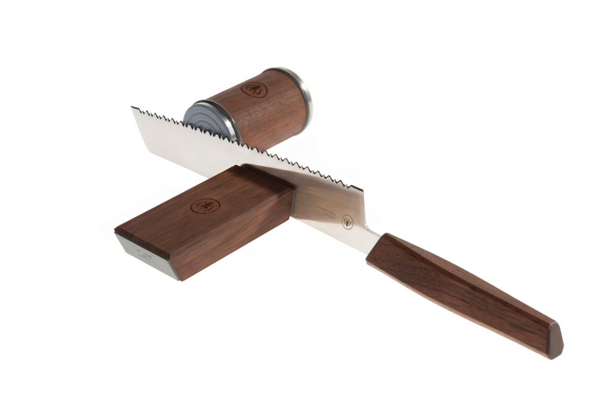 Horl - Couteau à pain en bois de noyer - Triple Pro Cut à double tranchant dentelé