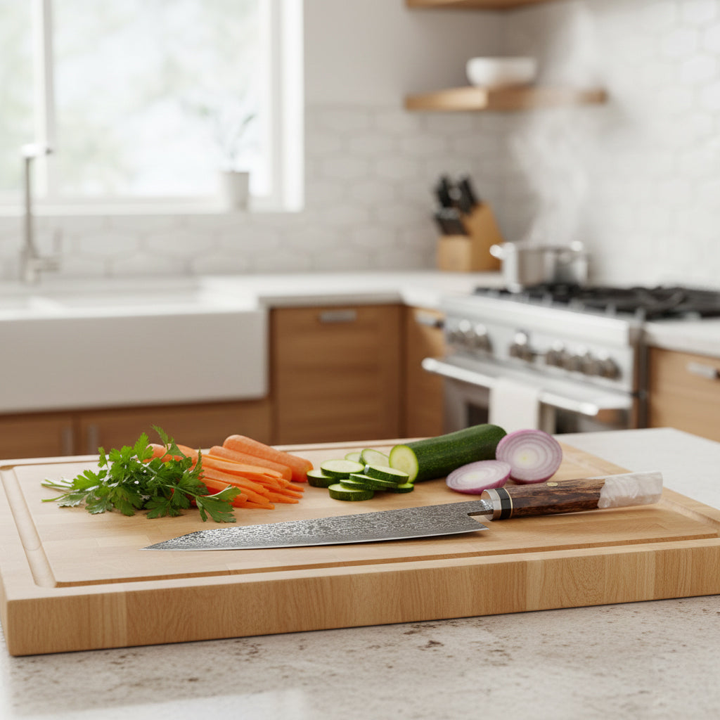 Shinrai Japon - Couteau Kiritsuke Diamond Octagon Damascus 23 cm - Edition Spéciale