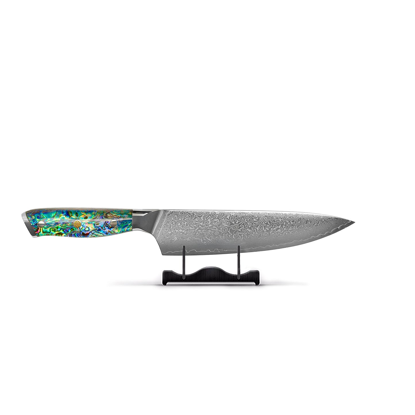 Shinrai Knives - Mother of Pearl Jewels 3-Piece Damascus Knife Set - Chef's Knife + Nakiri + Santoku
