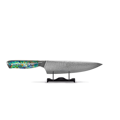 Shinrai Knives - Mother of Pearl Jewels 3-Piece Damascus Knife Set - Chef's Knife + Nakiri + Santoku
