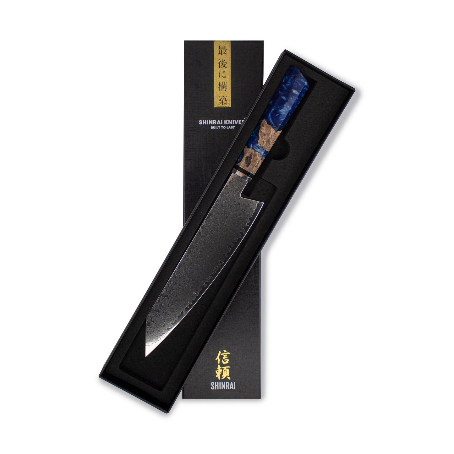 Shinrai Knives - Sapphire Octagon Damascus Kiritsuke 23 cm - Special Edition