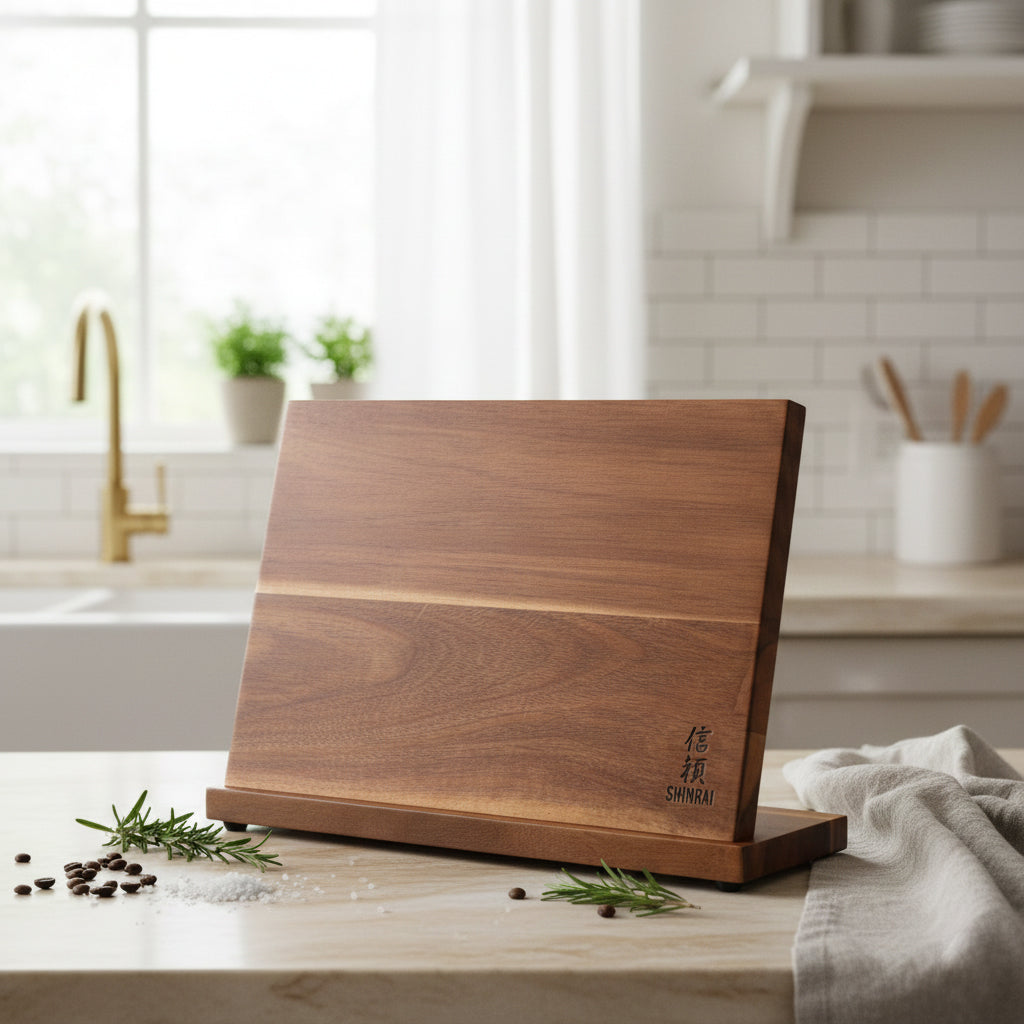 Bloc à couteaux magnétique simple face - Bois d&#39;acacia