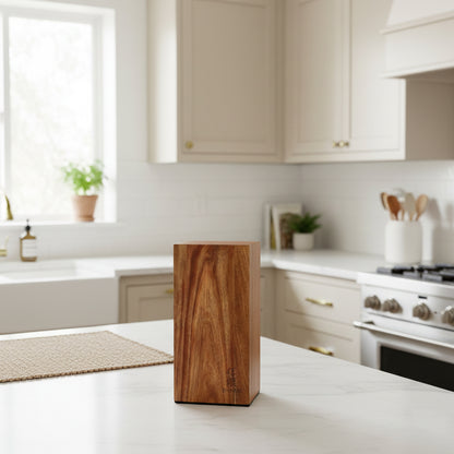 Shinrai Knives - Bloc à couteaux magnétique rotatif - Bois d'acacia