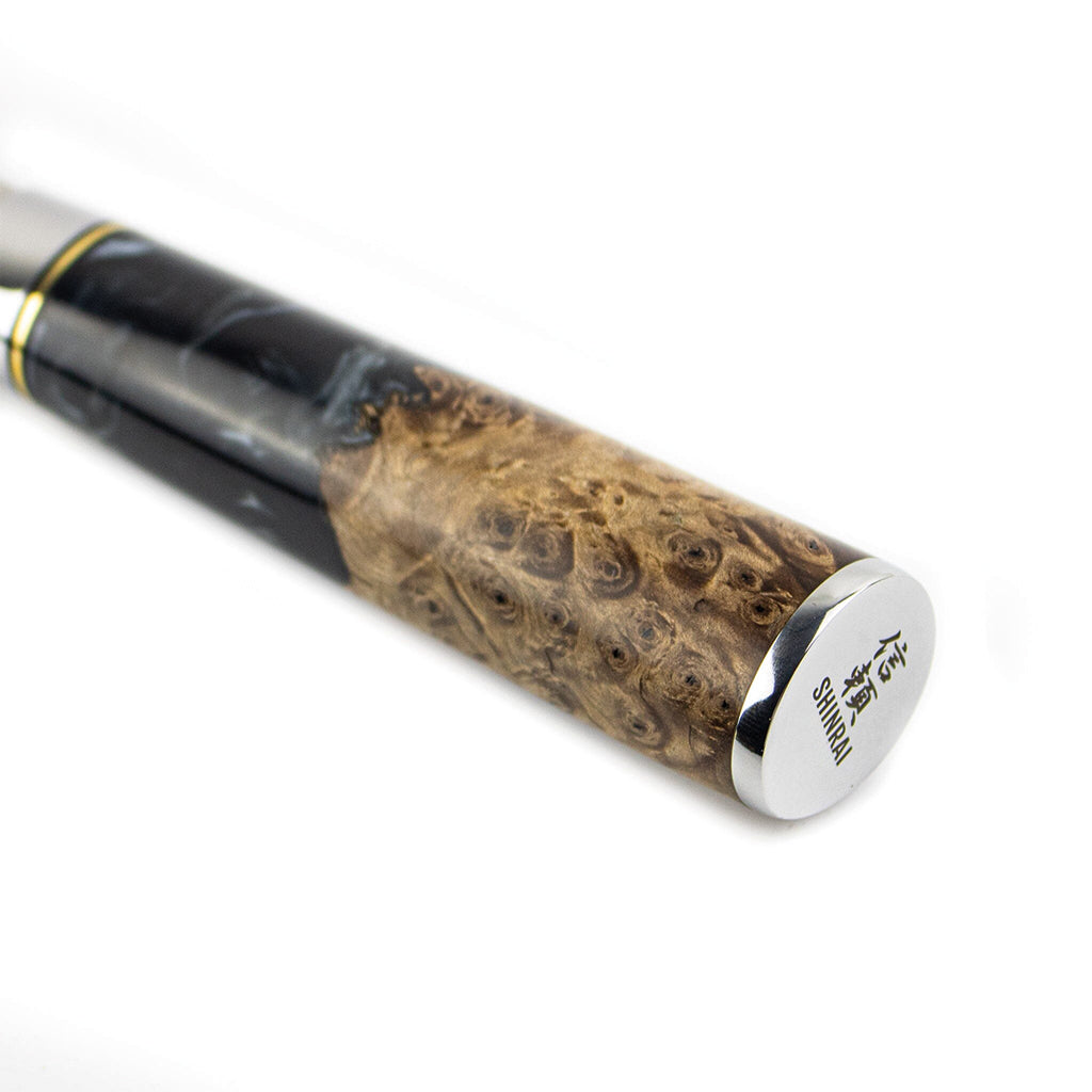 Shinrai Knives - Epoxy Onyx 6-piece Damascus Knife Set + Magnetic Knife Block Scalae - Acacia wood