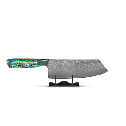 Shinrai Knives - Mother of Pearl Jewels 3-Piece Damascus Knife Set - Chef's Knife + Nakiri + Santoku