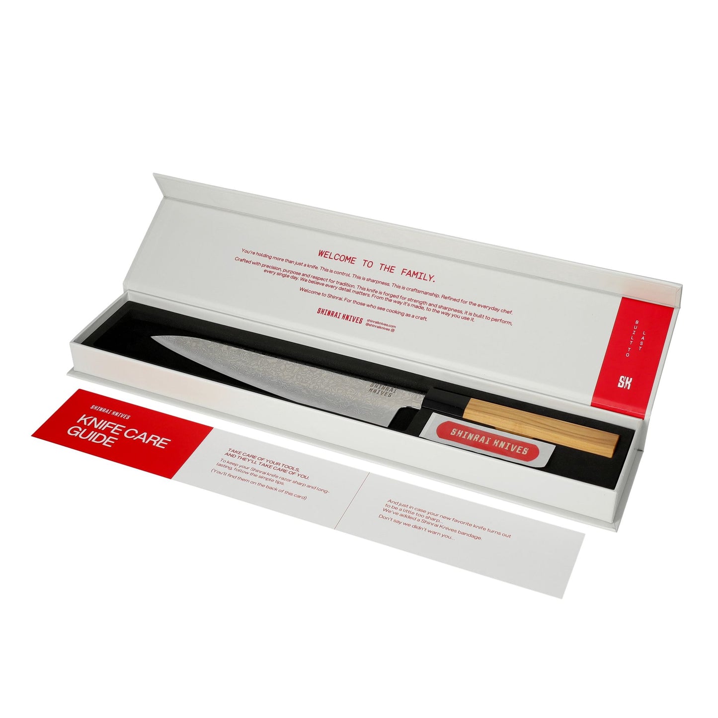 Couteaux Shinrai - Ensemble de couteaux Damas 3 pièces Takumi Kaza - Couteau de chef + Santoku + Couteau d&#39;office