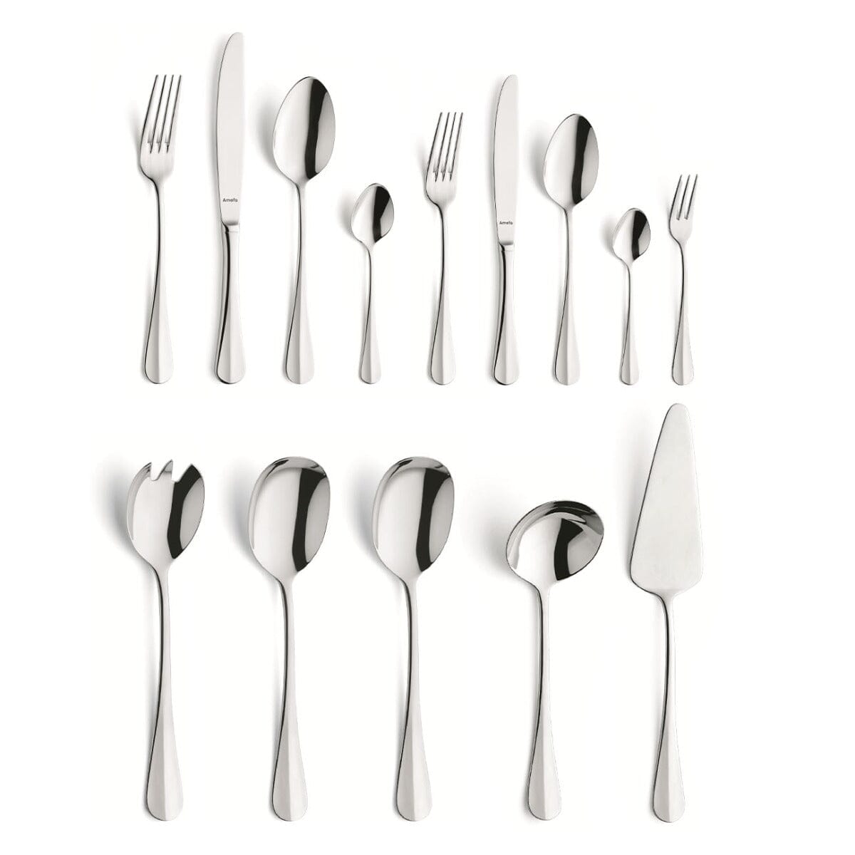 Amefa - Baguettte 60-delige Bestekset 6 Personen Hoogglans - Zilverkleurig Bestekset Amefa 