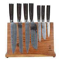 Damascus Print 7-delige Messenset + Magnetisch Messenblok Enkelzijdig Messenset met blok Shinrai Knives 