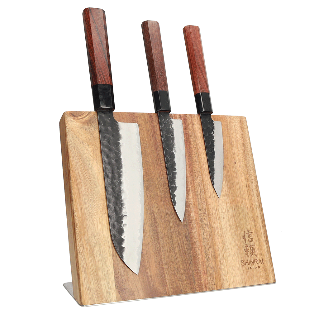 Shinrai Japan - Magnetic Knife Block Cito Single Sided - Acacia Wood